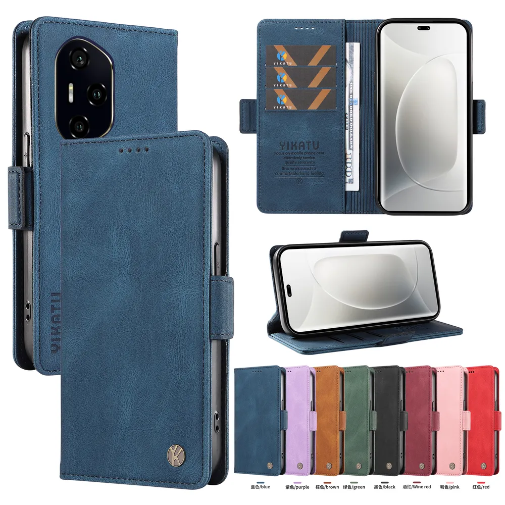 YIKATU YK-005 For Honor 300 Pro 5G PU Leather Wallet Case Skin-touch Stand Magnetic Closure Phone Cover