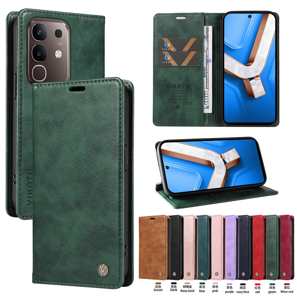 YIKATU YK-006 For VIVO Y300T Leather Wallet Case Magnetic Closing Flip Phone Cover