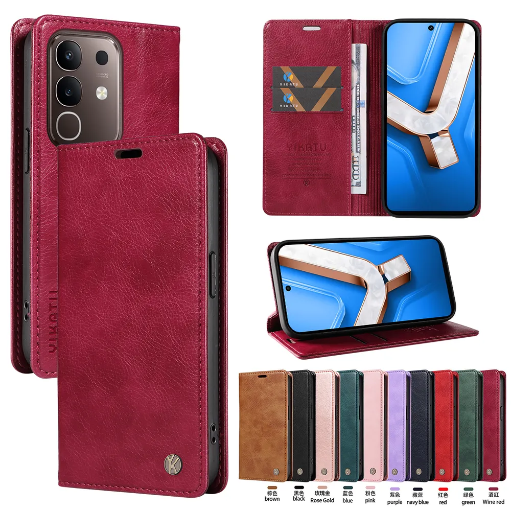 YIKATU YK-006 For VIVO Y29 4G Leather Wallet Case Magnetic Closing Flip Phone Cover