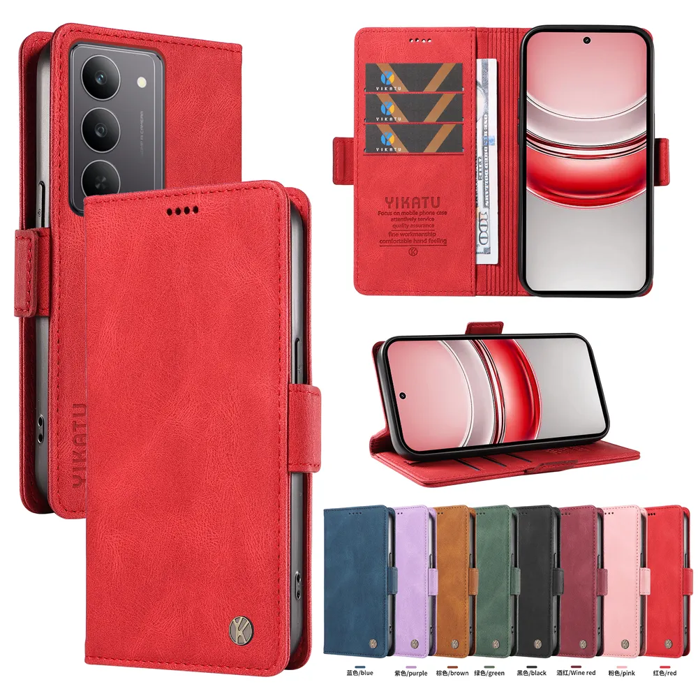YIKATU YK-005 For OPPO Realme V60 Pro PU Leather Wallet Case Skin-touch Stand Magnetic Closure Phone Cover