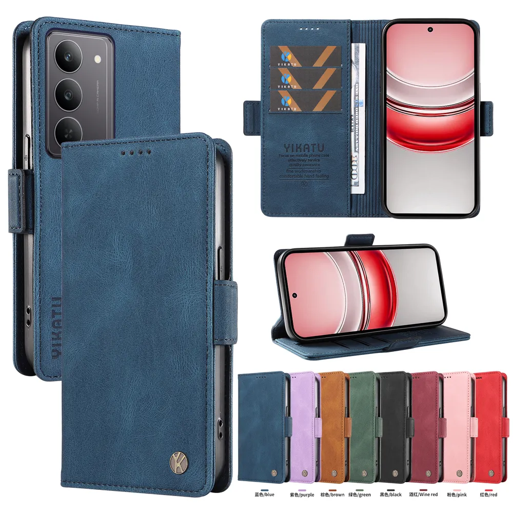 YIKATU YK-005 For OPPO Realme 14x 5G PU Leather Wallet Case Skin-touch Stand Magnetic Closure Phone Cover