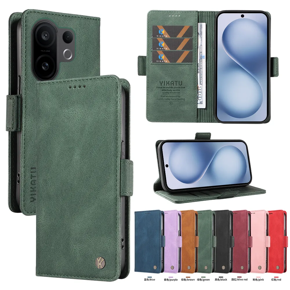YIKATU YK-005 For VIVO S30 Pro mini PU Leather Wallet Case Skin-touch Stand Magnetic Closure Phone Cover