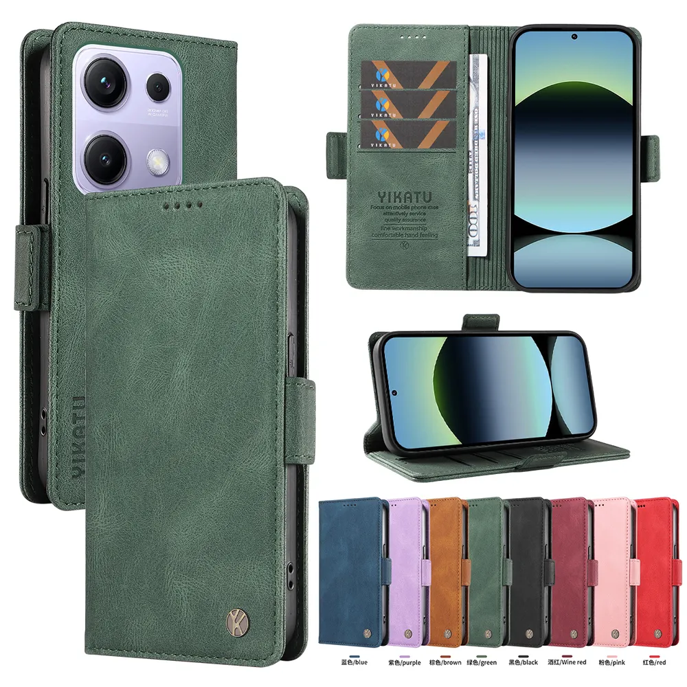 YIKATU YK-005 For Xiaomi Poco M6 Pro 4G PU Leather Wallet Case Skin-touch Stand Magnetic Closure Phone Cover