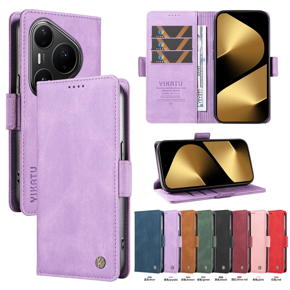 YIKATU YK-005 For Huawei Pura 80 Ultra PU Leather Wallet Case Skin-touch Stand Magnetic Closure Phone Cover