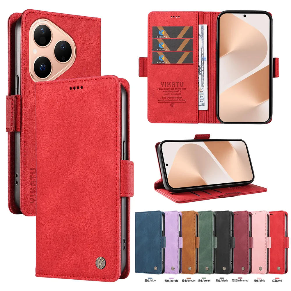 YIKATU YK-005 For Huawei Pura 80 PU Leather Wallet Case Skin-touch Stand Magnetic Closure Phone Cover
