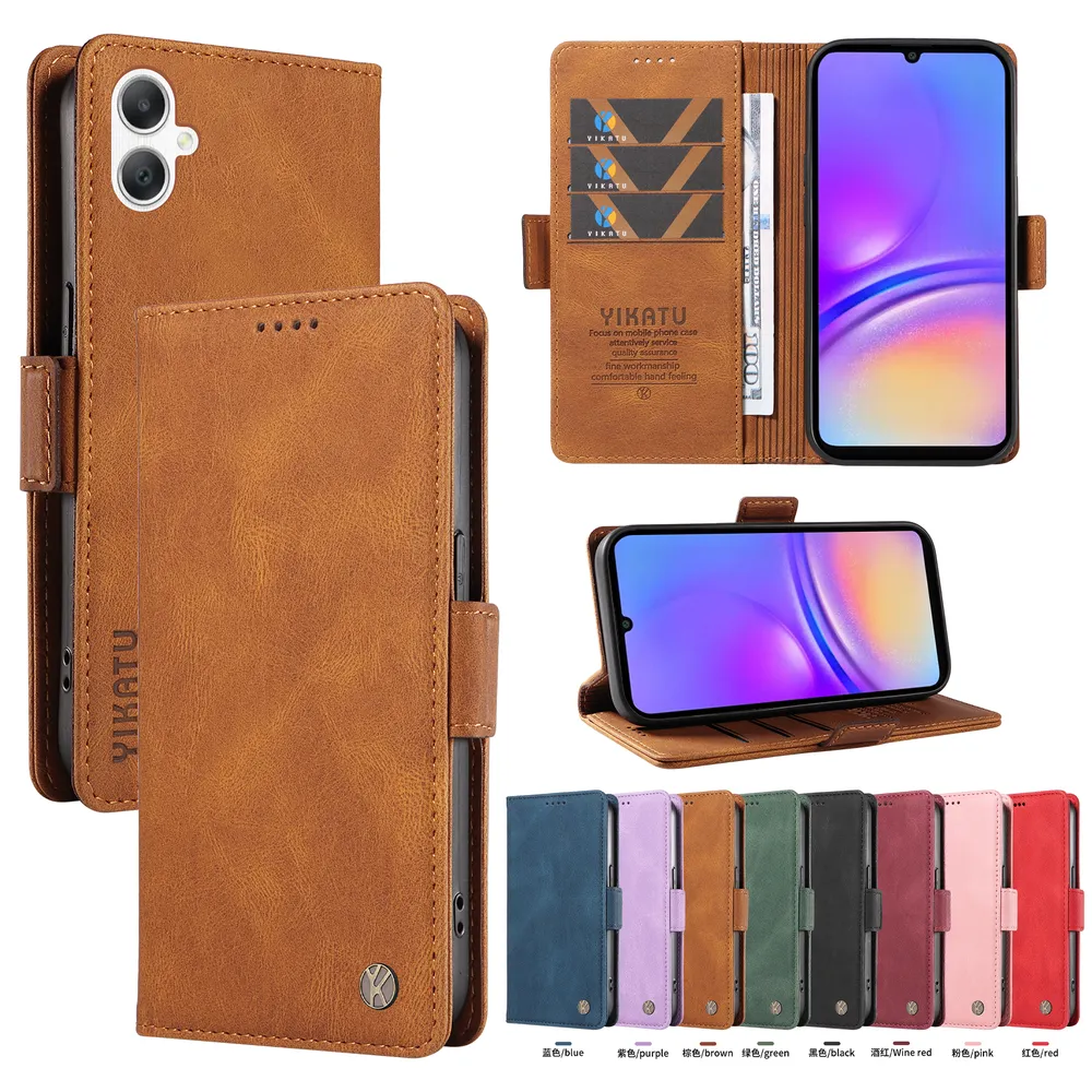 YIKATU YK-005 For Samsung Galaxy A06 PU Leather Wallet Case Skin-touch Stand Magnetic Closure Phone Cover