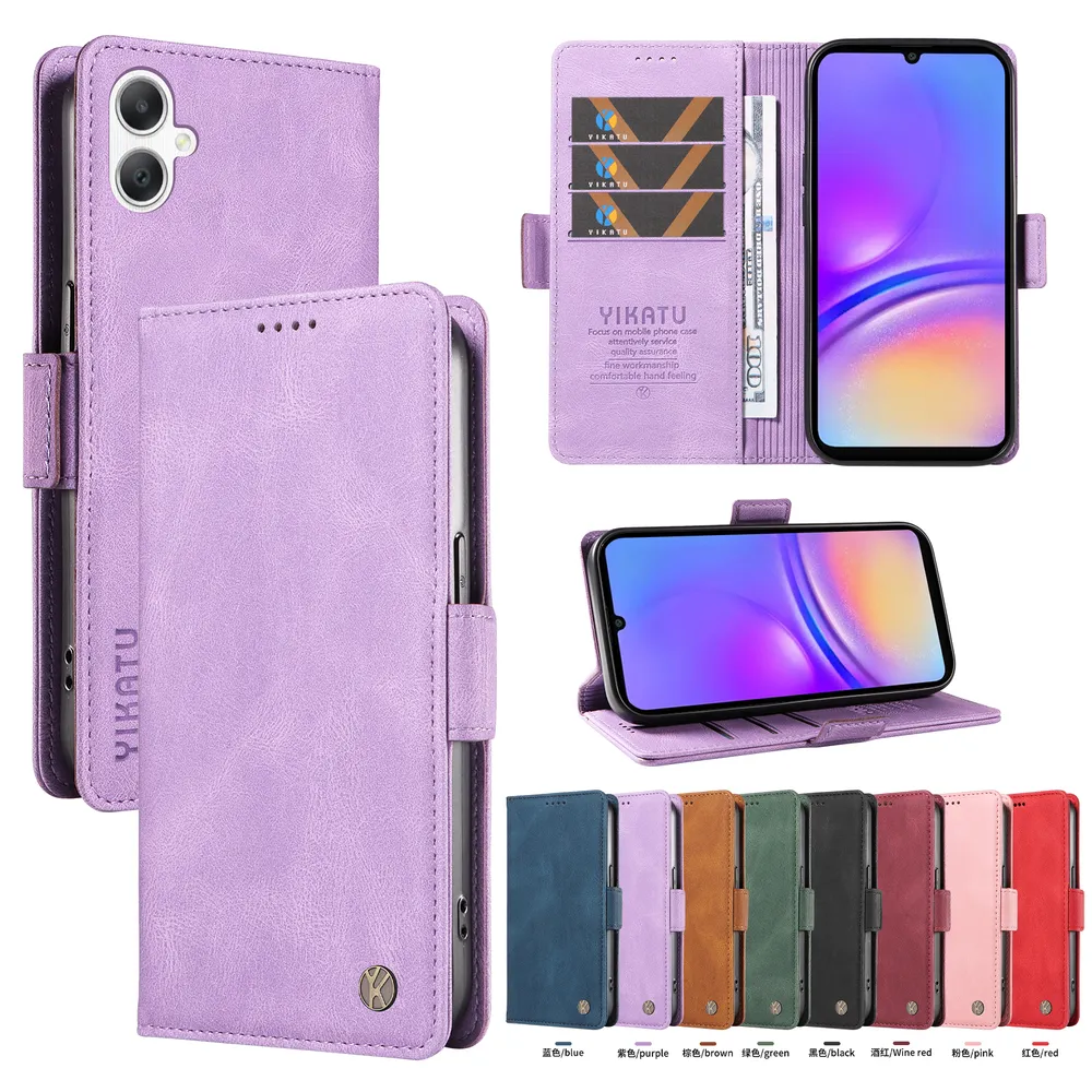 YIKATU YK-005 For Samsung Galaxy A07 5G PU Leather Wallet Case Skin-touch Stand Magnetic Closure Phone Cover