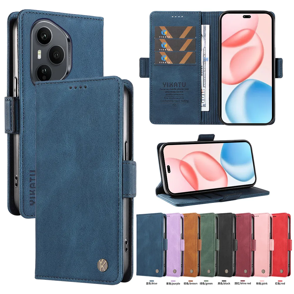 YIKATU YK-005 For Honor 400 Pro 5G PU Leather Wallet Case Skin-touch Stand Magnetic Closure Phone Cover