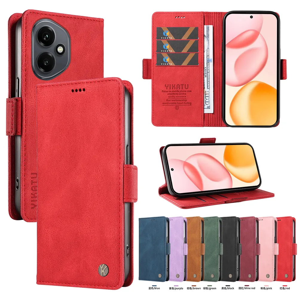 YIKATU YK-005 For Honor 400 5G PU Leather Wallet Case Skin-touch Stand Magnetic Closure Phone Cover
