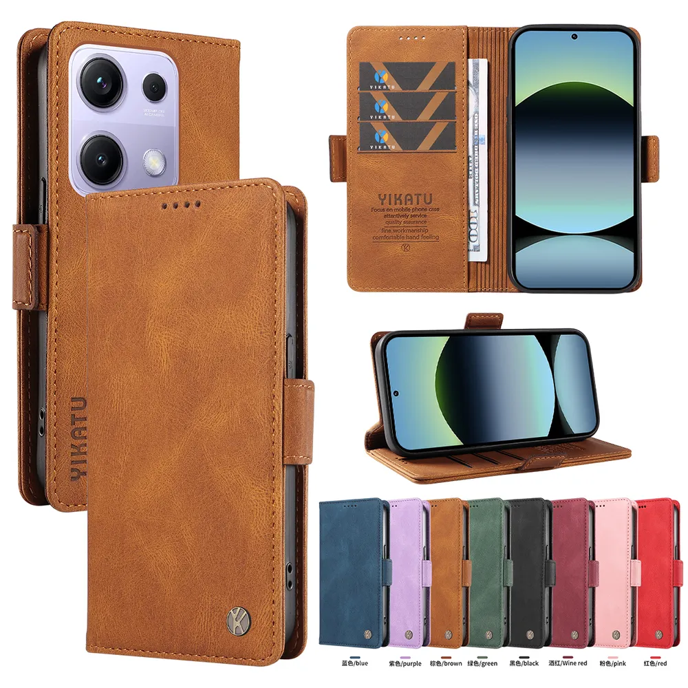 YIKATU YK-005 For Xiaomi Redmi Note 14S PU Leather Wallet Case Skin-touch Stand Magnetic Closure Phone Cover