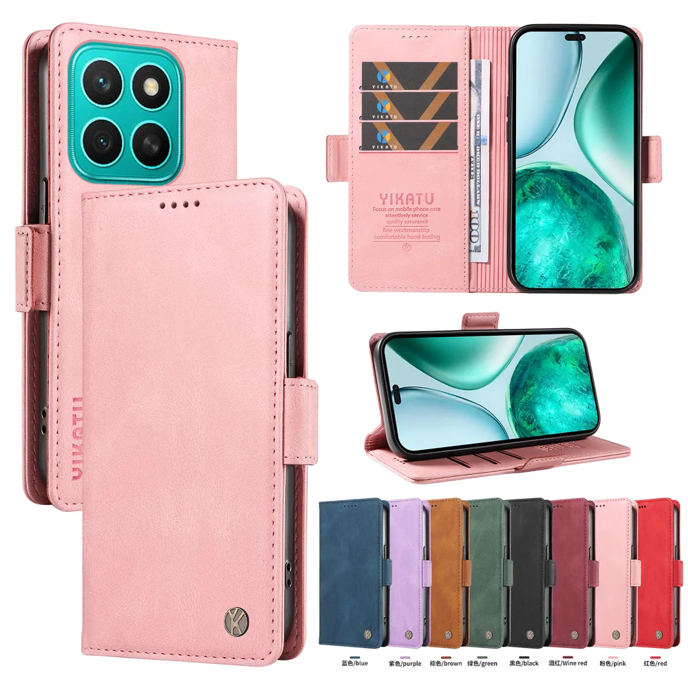 YIKATU YK-005 For Honor X8C 4G PU Leather Wallet Case Skin-touch Stand Magnetic Closure Phone Cover