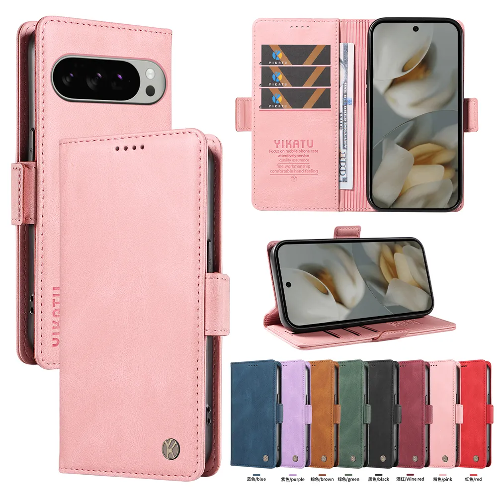 YIKATU YK-005 For Google Pixel 9 Pro XL PU Leather Wallet Case Skin-touch Stand Magnetic Closure Phone Cover