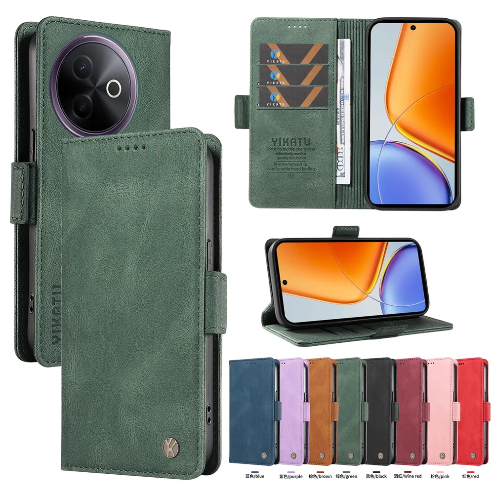 YIKATU YK-005 For VIVO Y39 5G PU Leather Wallet Case Skin-touch Stand Magnetic Closure Phone Cover