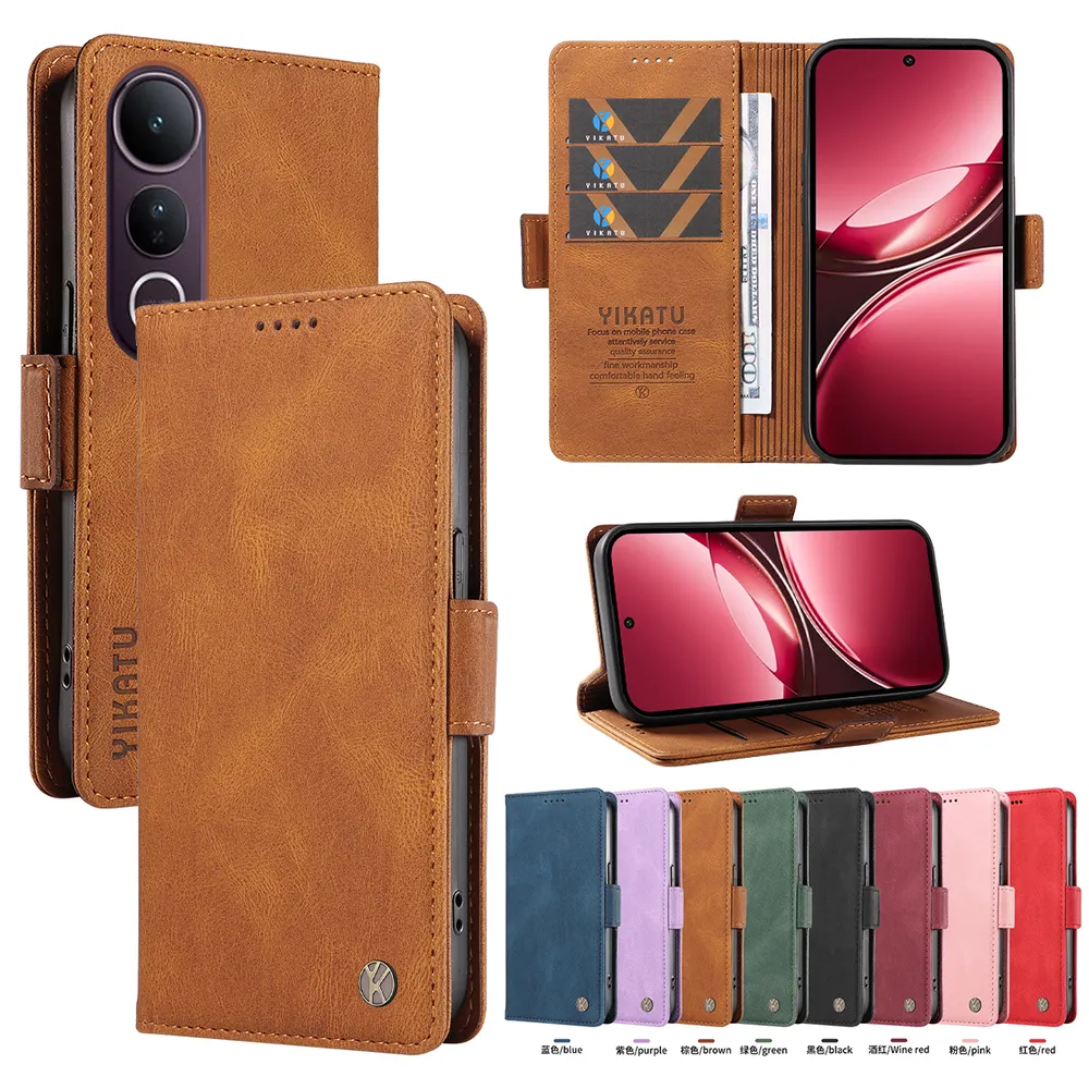 YIKATU YK-005 For VIVO V50 Lite 5G PU Leather Wallet Case Skin-touch Stand Magnetic Closure Phone Cover