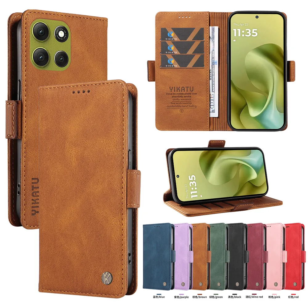 YIKATU YK-005 For Motorola Moto G86 PU Leather Wallet Case Skin-touch Stand Magnetic Closure Phone Cover