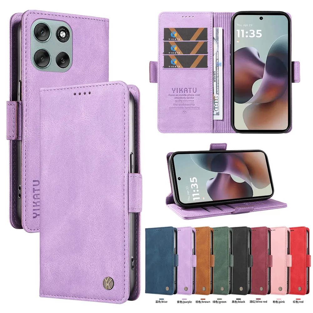 YIKATU YK-005 For Motorola Moto G56 PU Leather Wallet Case Skin-touch Stand Magnetic Closure Phone Cover