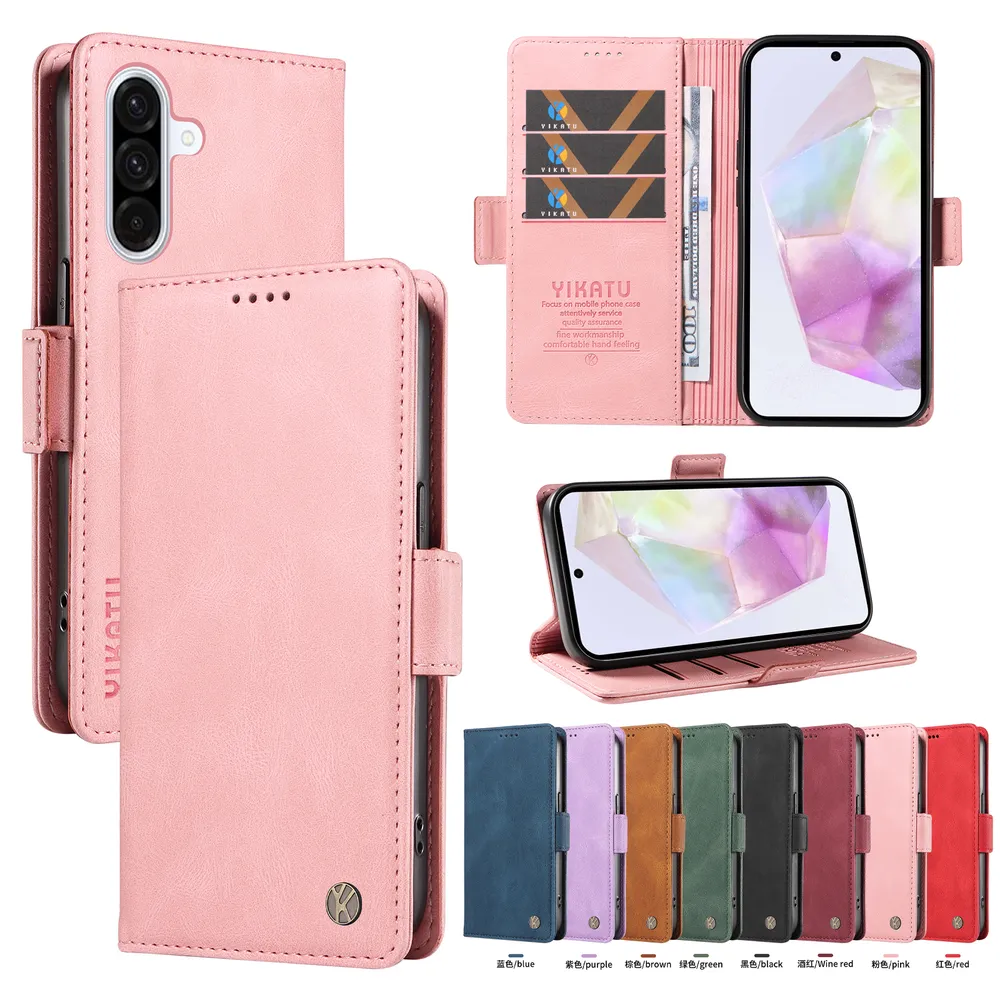 YIKATU YK-005 For Samsung Galaxy A56 5G PU Leather Wallet Case Skin-touch Stand Magnetic Closure Phone Cover
