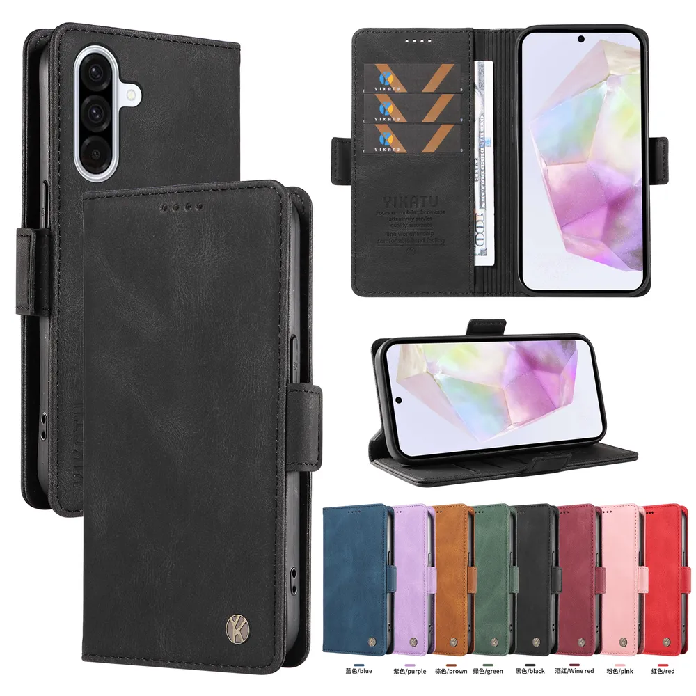 YIKATU YK-005 For Samsung Galaxy M56 PU Leather Wallet Case Skin-touch Stand Magnetic Closure Phone Cover