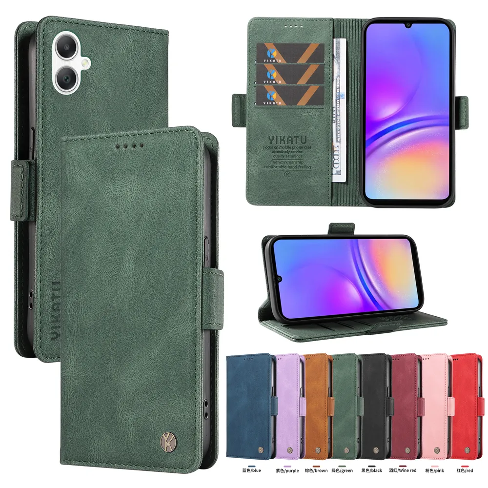 YIKATU YK-005 For Samsung Galaxy A06 PU Leather Wallet Case Skin-touch Stand Magnetic Closure Phone Cover