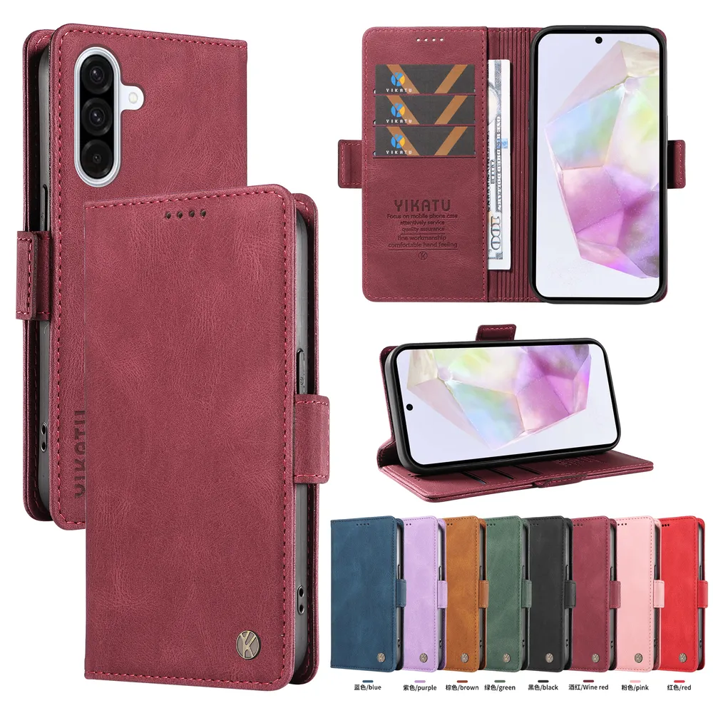YIKATU YK-005 For Samsung Galaxy A36 5G PU Leather Wallet Case Skin-touch Stand Magnetic Closure Phone Cover