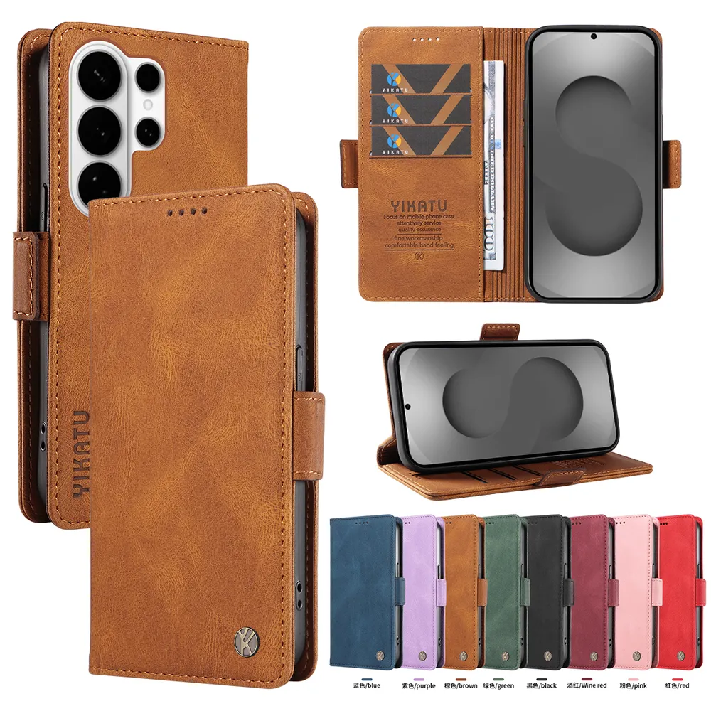YIKATU YK-005 For Samsung Galaxy S26 Ultra PU Leather Wallet Case Skin-touch Stand Magnetic Closure Phone Cover