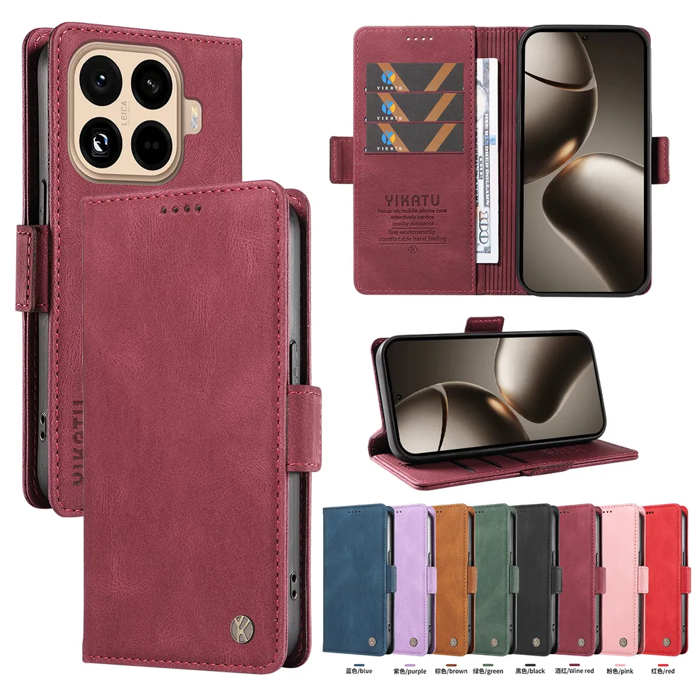 YIKATU YK-005 For Xiaomi 15T Pro PU Leather Wallet Case Skin-touch Stand Magnetic Closure Phone Cover