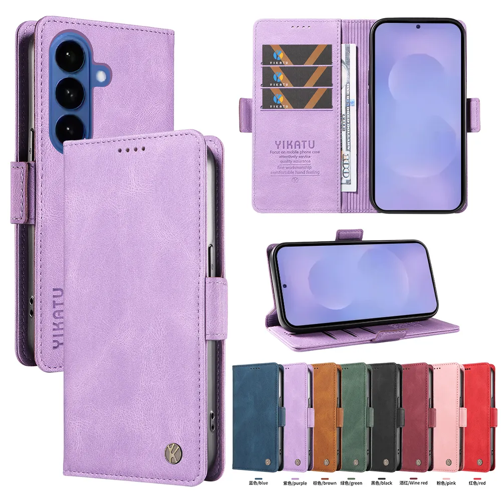 YIKATU YK-005 For Samsung Galaxy S26 Pro PU Leather Wallet Case Skin-touch Stand Magnetic Closure Phone Cover