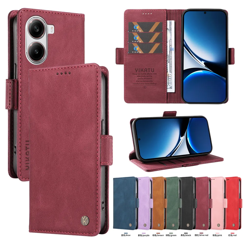 YIKATU YK-005 For Xiaomi Poco X7 Pro 5G PU Leather Wallet Case Skin-touch Stand Magnetic Closure Phone Cover