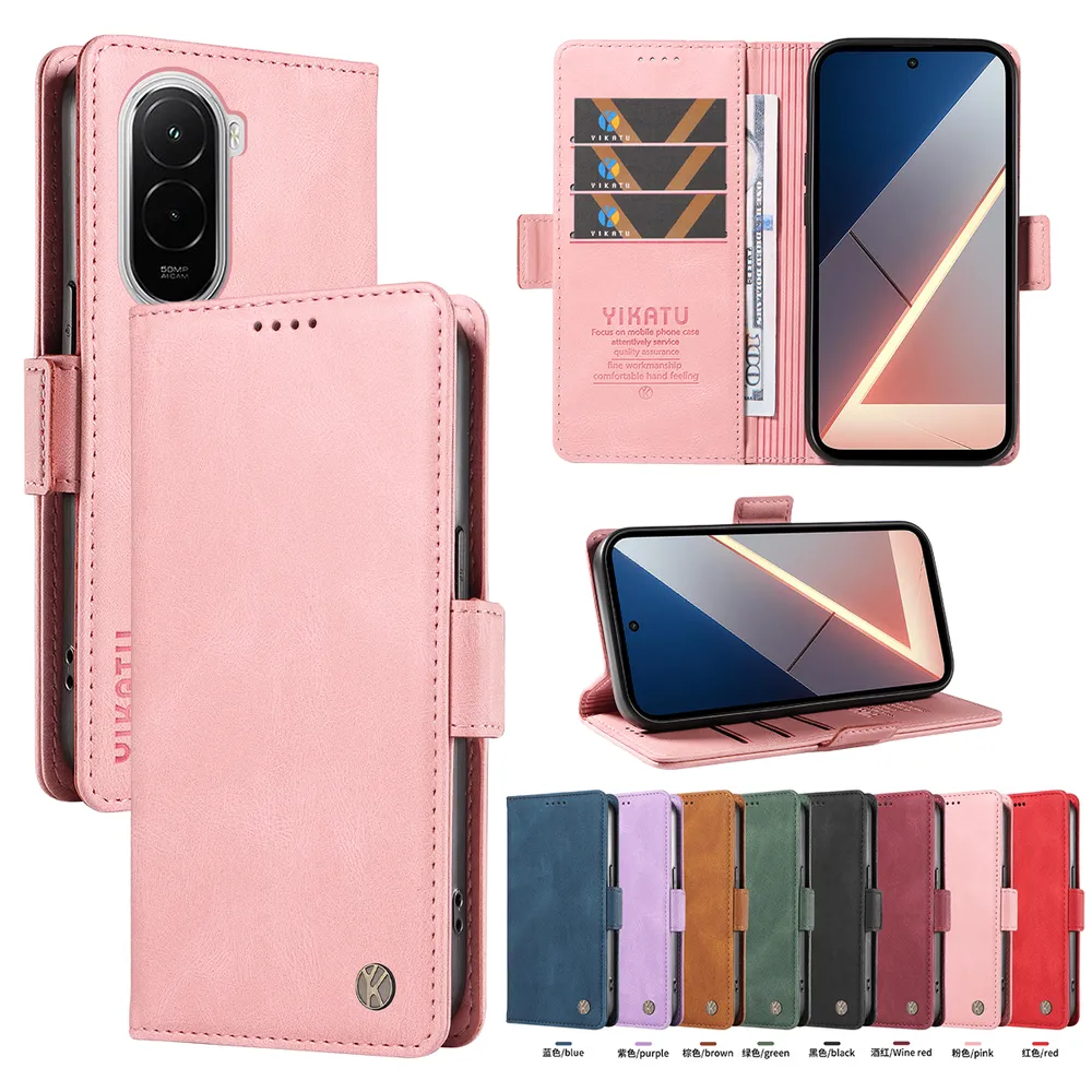 YIKATU YK-005 For Xiaomi POCO M7 4G 169mm PU Leather Wallet Case Skin-touch Stand Magnetic Closure Phone Cover