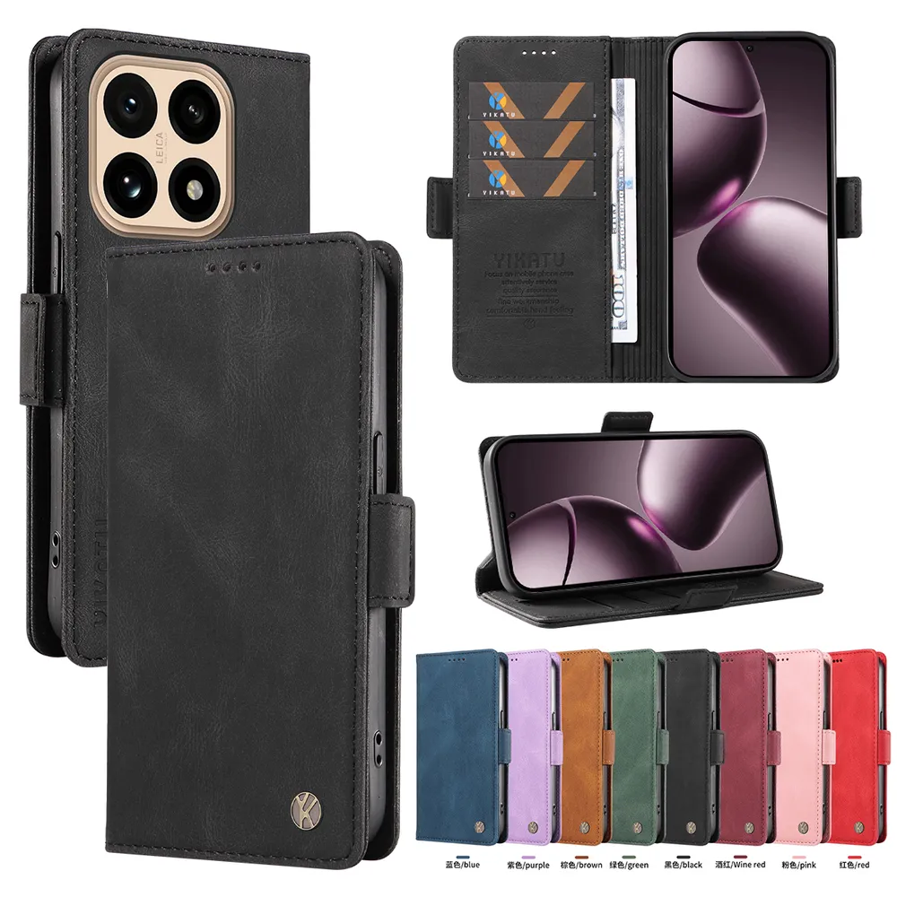 YIKATU YK-005 For Xiaomi 15T PU Leather Wallet Case Skin-touch Stand Magnetic Closure Phone Cover