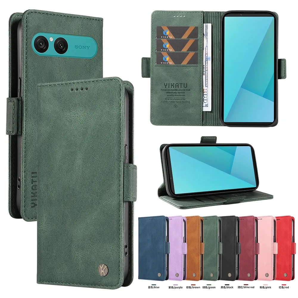 YIKATU YK-005 For Sony Xperia 10 VII PU Leather Wallet Case Skin-touch Stand Magnetic Closure Phone Cover