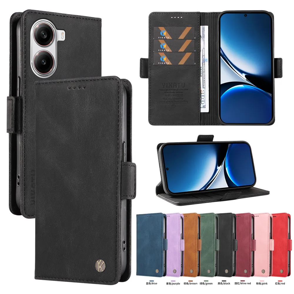 YIKATU YK-005 For Xiaomi Redmi Turbo 4 5G PU Leather Wallet Case Skin-touch Stand Magnetic Closure Phone Cover