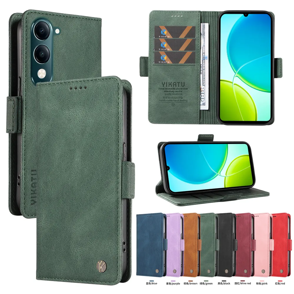 YIKATU YK-005 For VIVO Y29S 5G PU Leather Wallet Case Skin-touch Stand Magnetic Closure Phone Cover