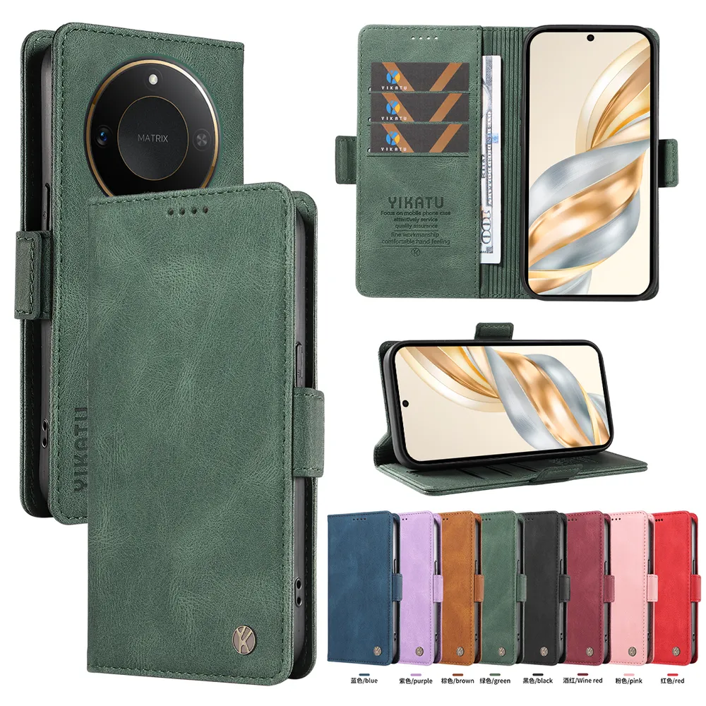 YIKATU YK-005 For Honor X9C Smart 5G PU Leather Wallet Case Skin-touch Stand Magnetic Closure Phone Cover