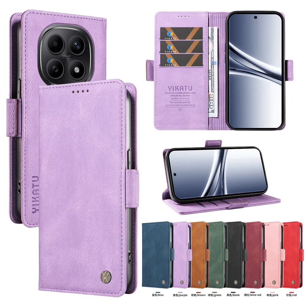 YIKATU YK-005 For Xiaomi Redmi Note 15 5G PU Leather Wallet Case Skin-touch Stand Magnetic Closure Phone Cover