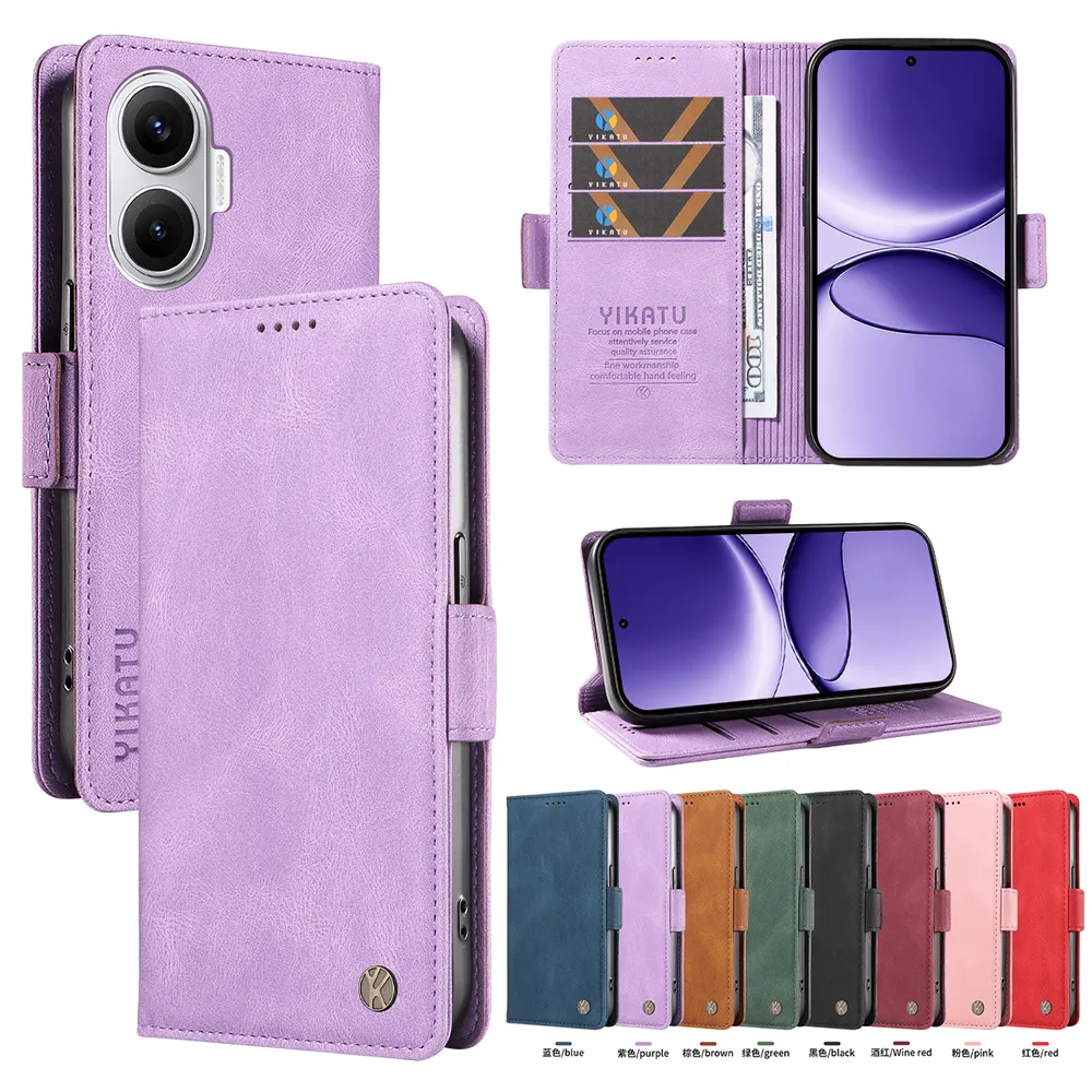 YIKATU YK-005 For Xiaomi Redmi Turbo 4 Pro 5G PU Leather Wallet Case Skin-touch Stand Magnetic Closure Phone Cover