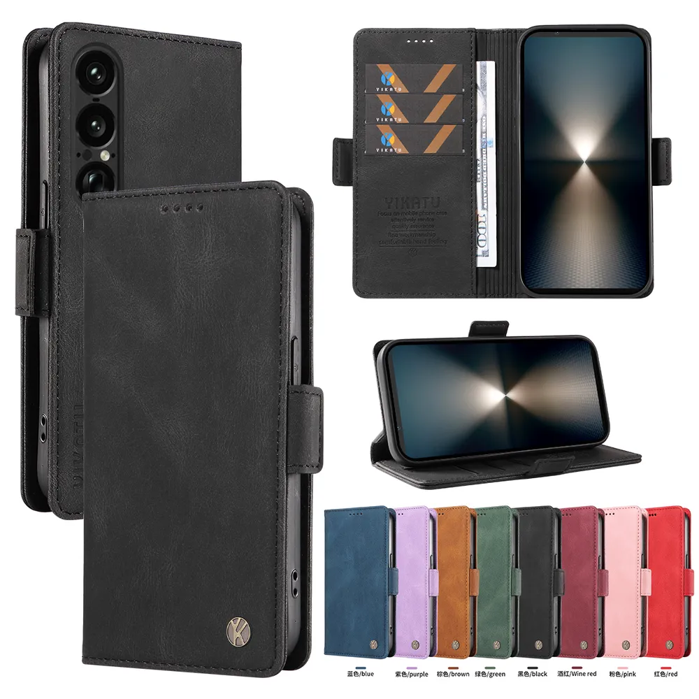 YIKATU YK-005 For Sony Xperia 1 VII PU Leather Wallet Case Skin-touch Stand Magnetic Closure Phone Cover