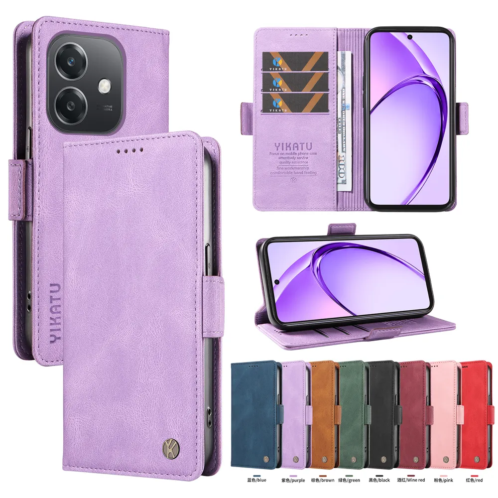 YIKATU YK-005 For OPPO A3X PU Leather Wallet Case Skin-touch Stand Magnetic Closure Phone Cover