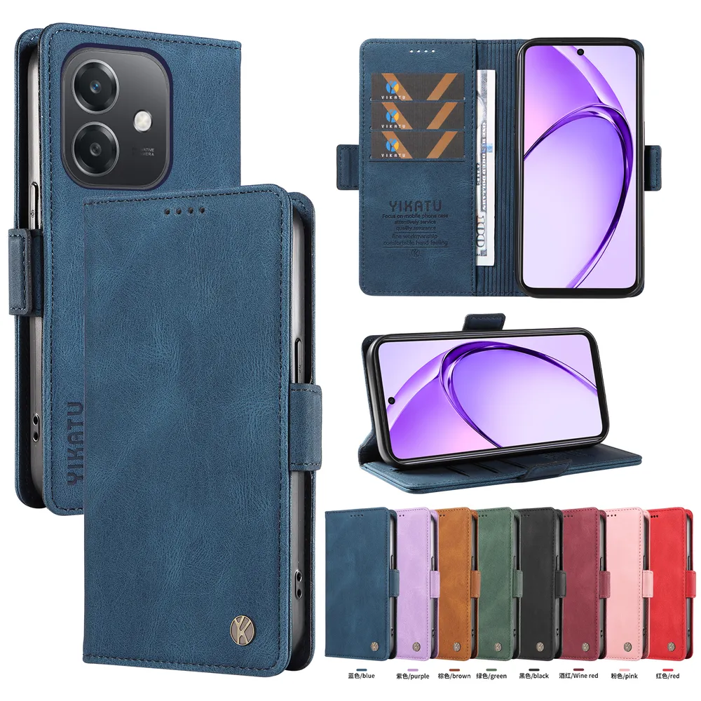 YIKATU YK-005 For OPPO A5X PU Leather Wallet Case Skin-touch Stand Magnetic Closure Phone Cover