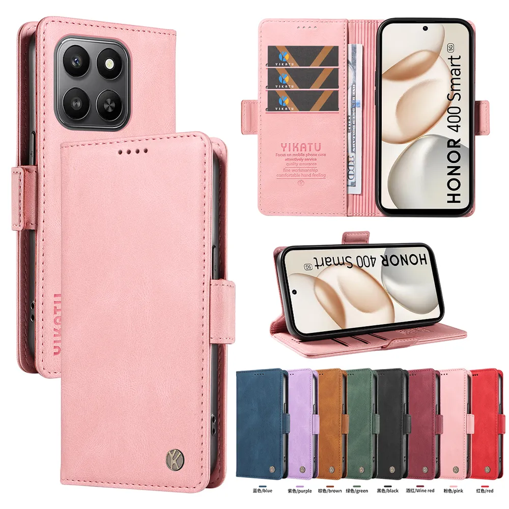 YIKATU YK-005 For Honor 400 smart PU Leather Wallet Case Skin-touch Stand Magnetic Closure Phone Cover