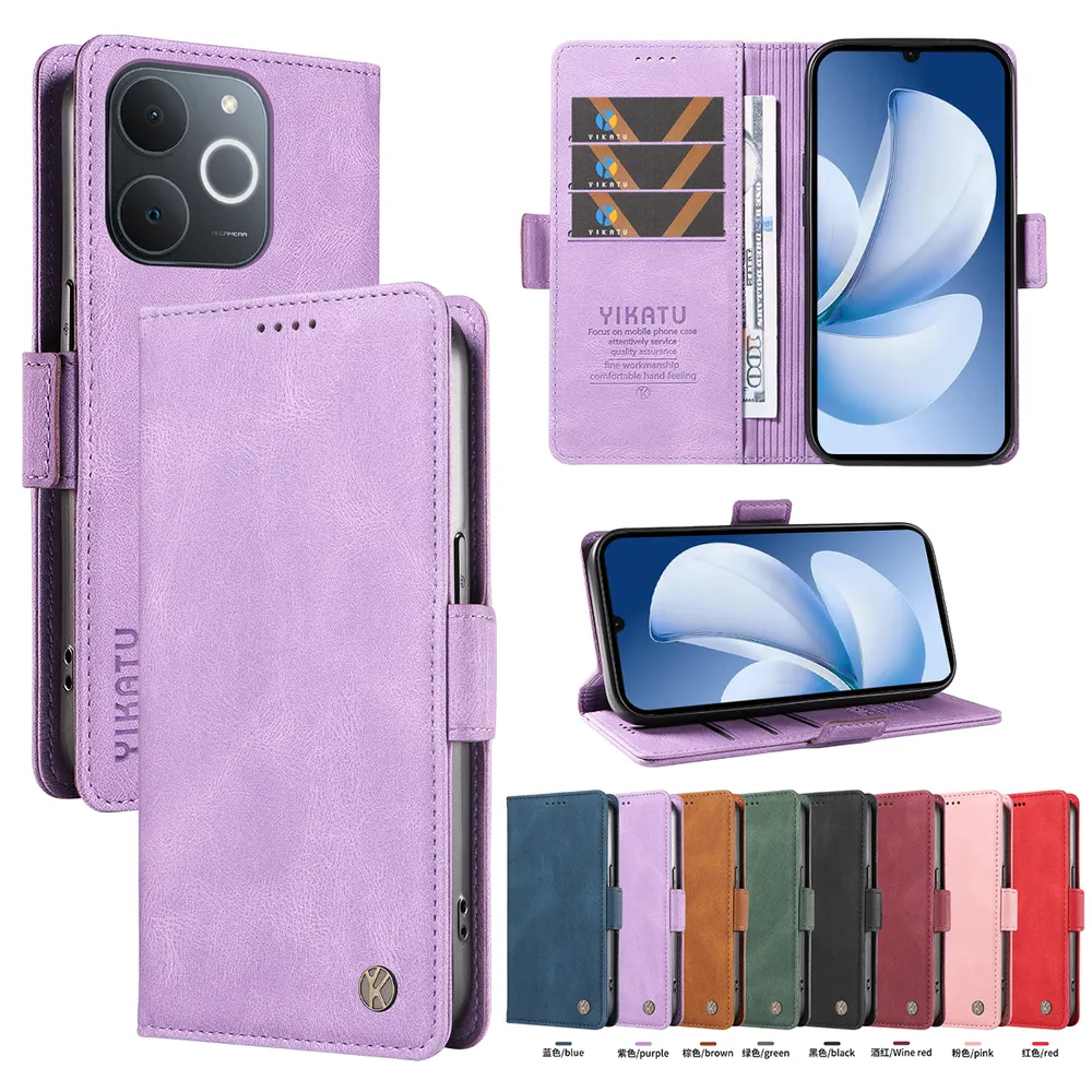 YIKATU YK-005 For OPPO Realme Narzo 80 Lite 4G PU Leather Wallet Case Skin-touch Stand Magnetic Closure Phone Cover