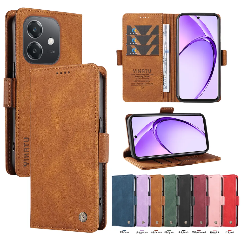 YIKATU YK-005 For OPPO A3 PU Leather Wallet Case Skin-touch Stand Magnetic Closure Phone Cover