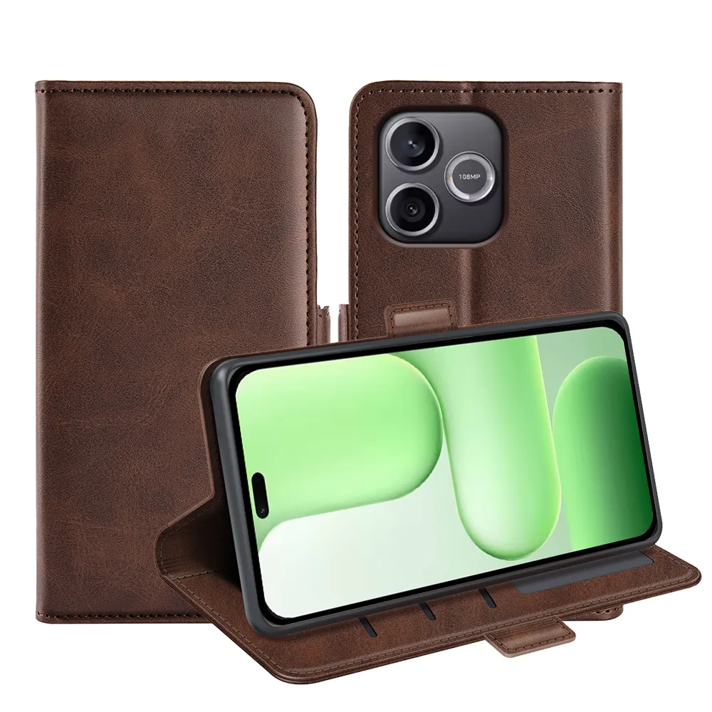 For Honor 600 Lite Double Buckle Wallet Style Folio Flip Leather Case with Stand and Card Slots Function