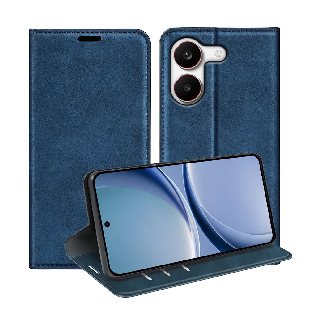 For Xiaomi Poco X8 Pro 5G / Redmi Turbo 5 Skin Feel Magnetic Attraction Flip Leather Wallet Case with Card Slot and Stand