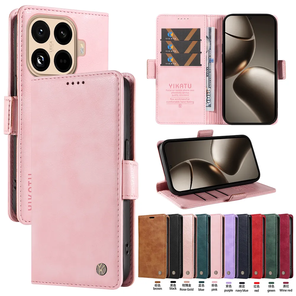 YIKATU YK-007 For Xiaomi 15T Pro Leather Phone Cover Magnetic Side Clasps Protective Case