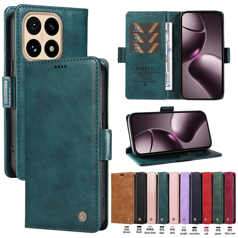 YIKATU YK-007 For Xiaomi 15T Leather Phone Cover Magnetic Side Clasps Protective Case