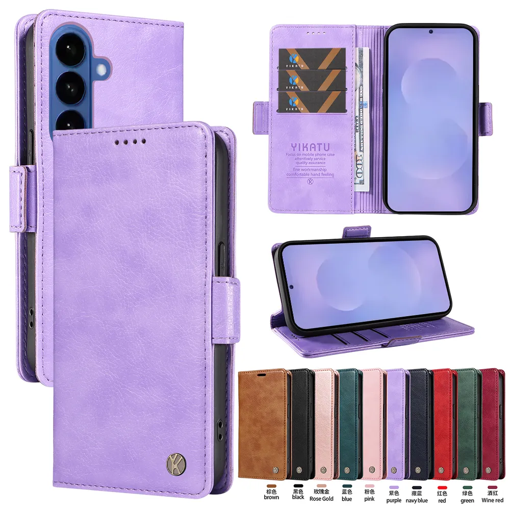 YIKATU YK-007 For Samsung Galaxy S26 Pro Leather Phone Cover Magnetic Side Clasps Protective Case