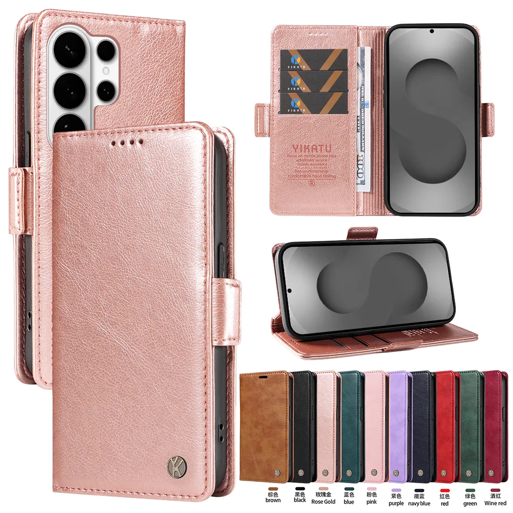 YIKATU YK-007 For Samsung Galaxy S26 Ultra Leather Phone Cover Magnetic Side Clasps Protective Case