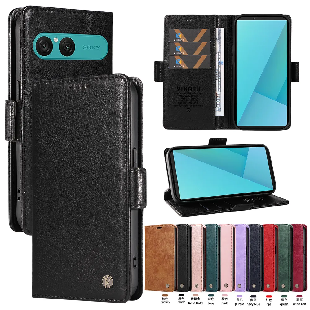 YIKATU YK-007 For Sony Xperia 10 VII Leather Phone Cover Magnetic Side Clasps Protective Case