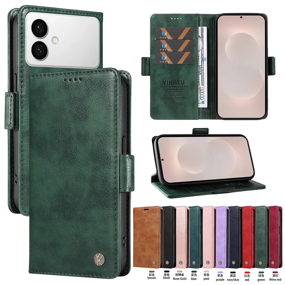 YIKATU YK-007 For Samsung Galaxy S26 Edge Leather Phone Cover Magnetic Side Clasps Protective Case